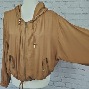 Michael Kors lightweight brown bomber jacket.